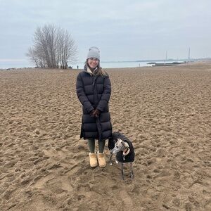 Long Black Puffer Coat - Women